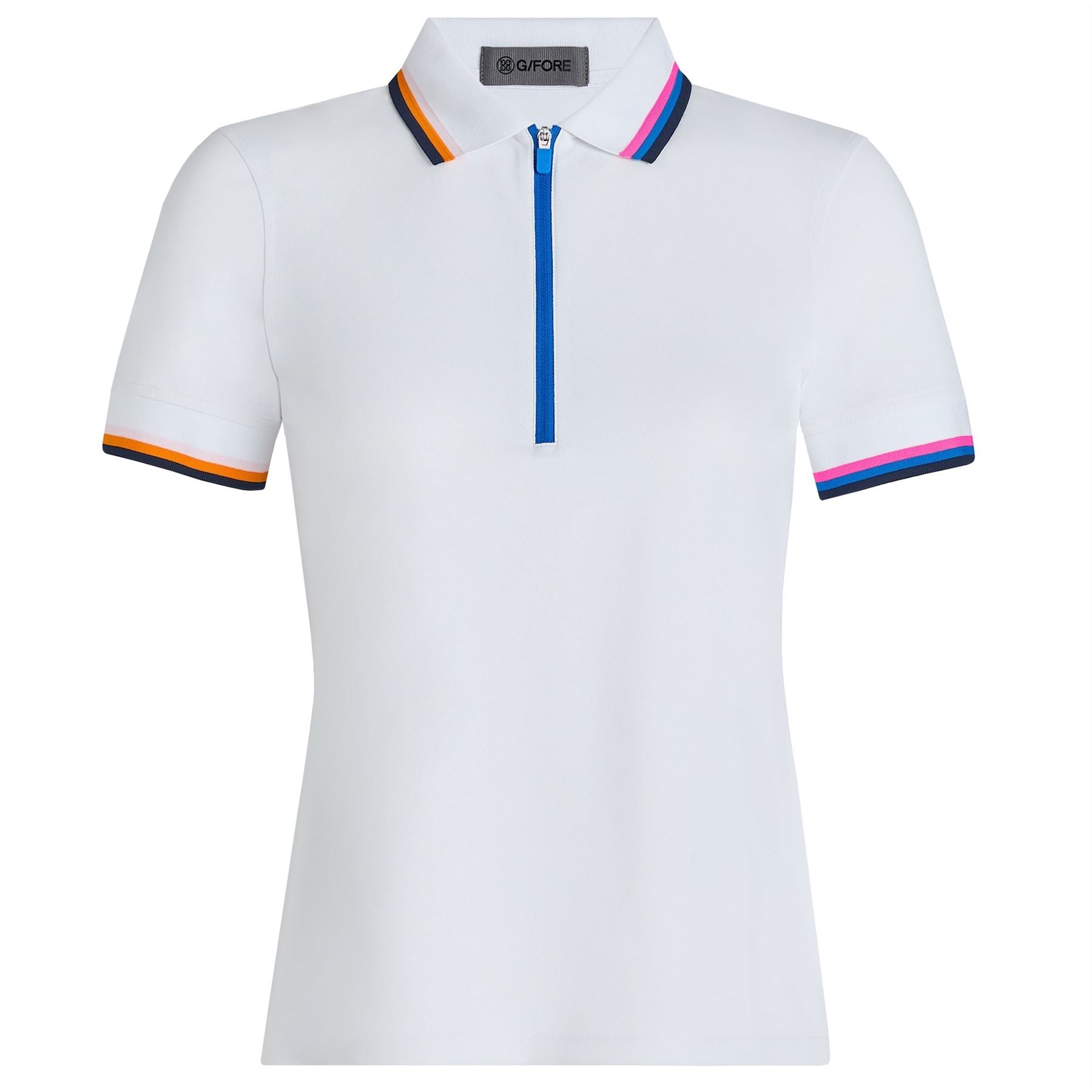 Womens Tech Pique Quarter Zip Polo Snow/Twilight