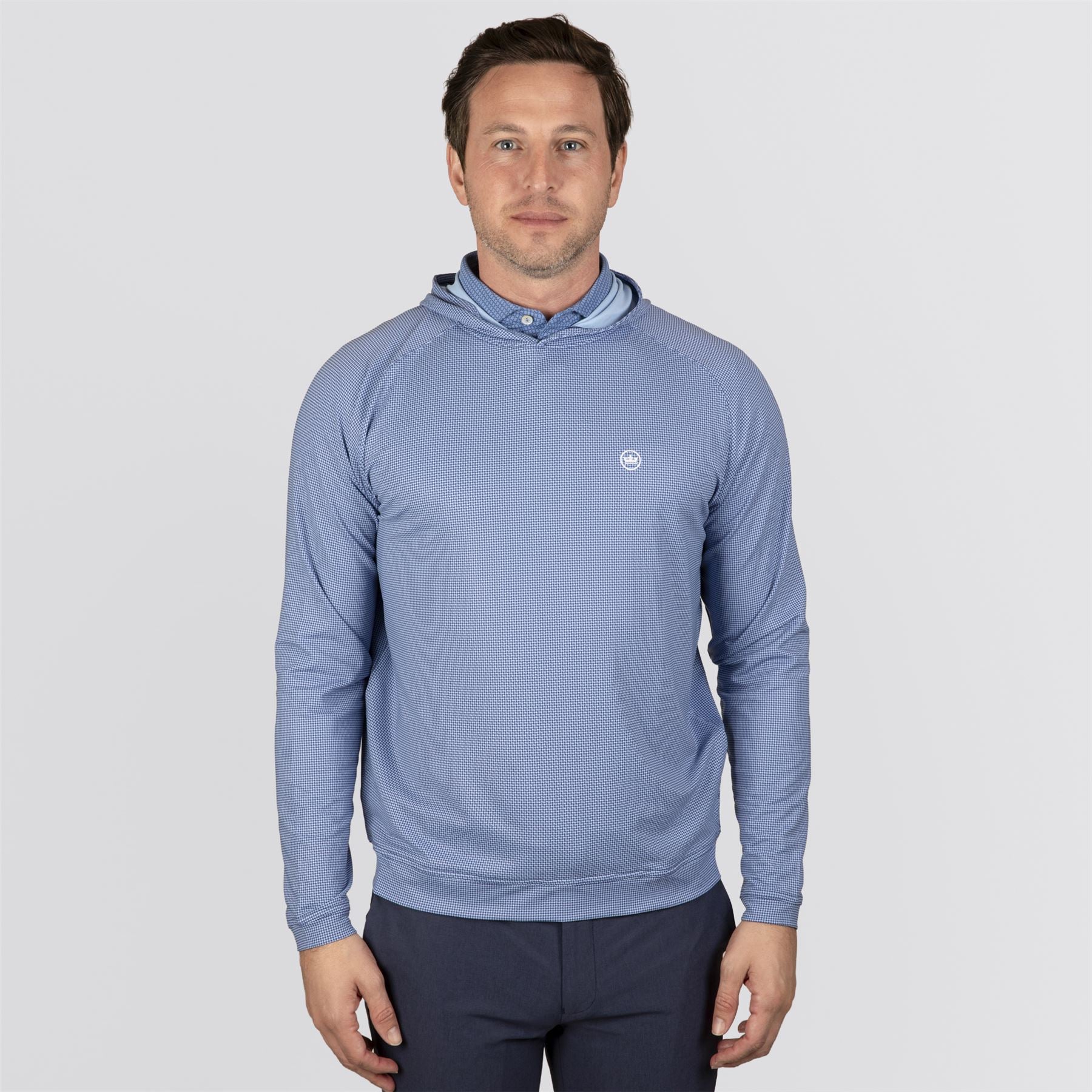 Pine Houndstooth Performance Hoodie Sport Navy
