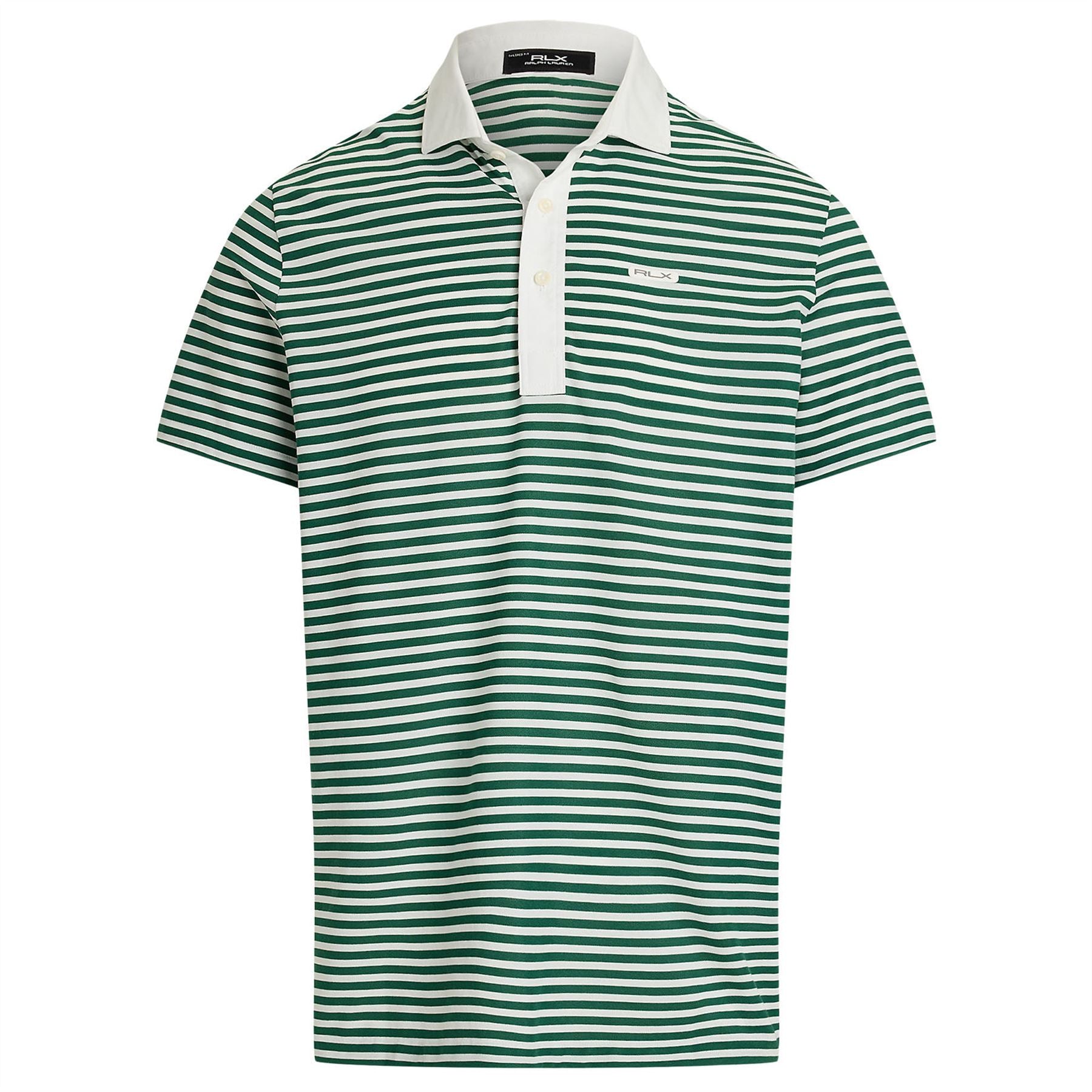 RLX Tailored Fit Tour Pique Stripe Polo Ceramic White/Kelly Green