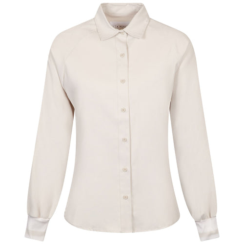 Womens Raglan Button Up Shirt Silver Birch