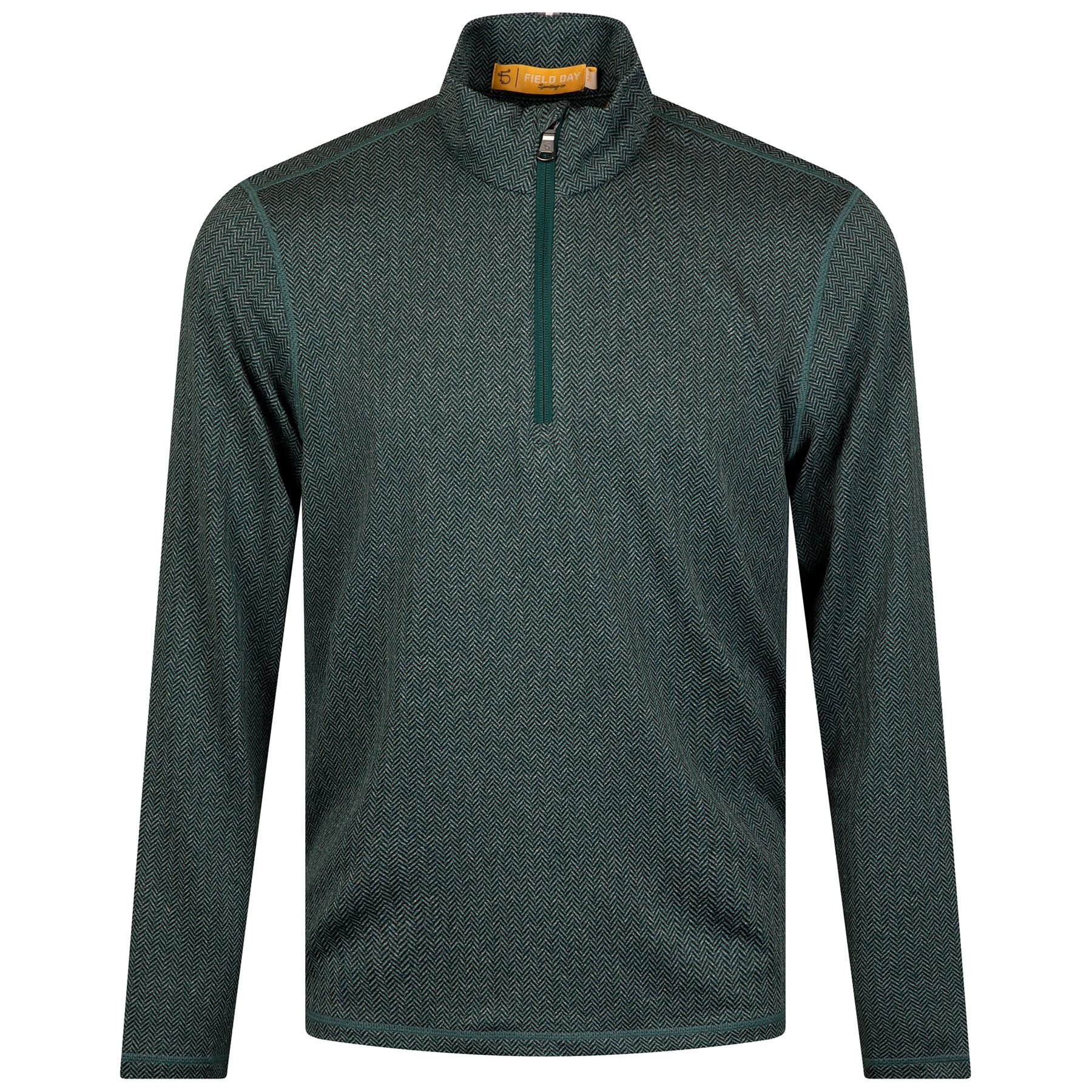 Palmer Performance Quarter Zip Mid Layer Fern Herringbone
