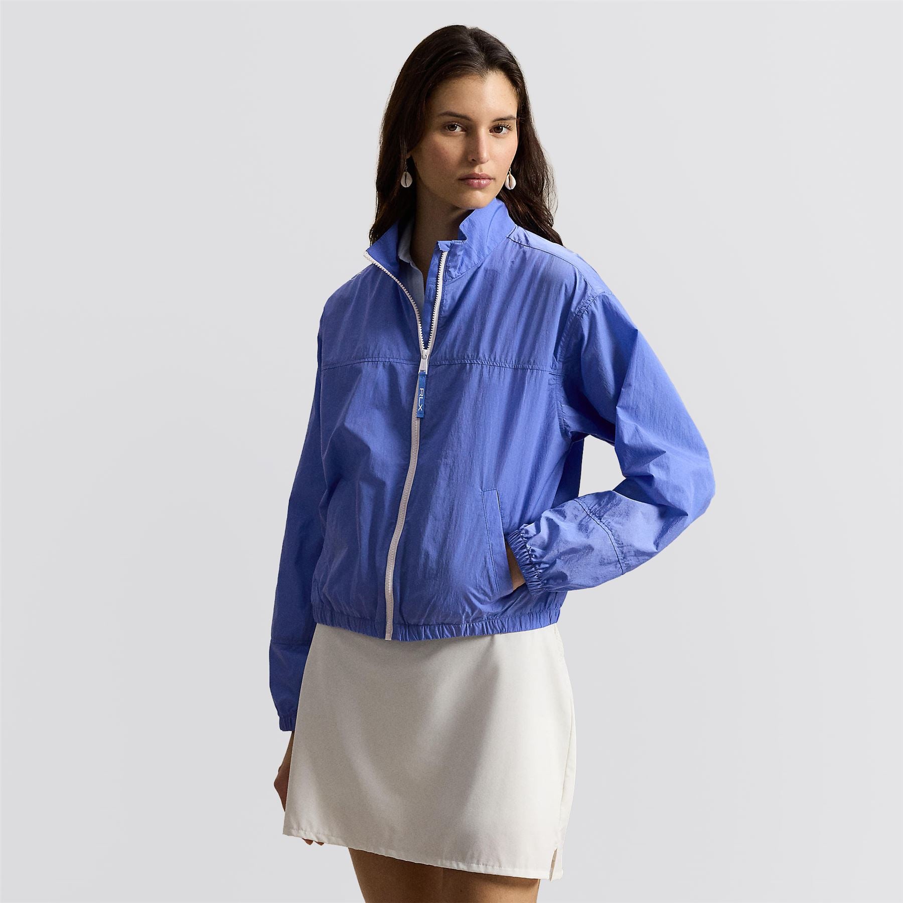 RLX Womens Mock Neck Full Zip Windbreaker Jacket Blue Mist