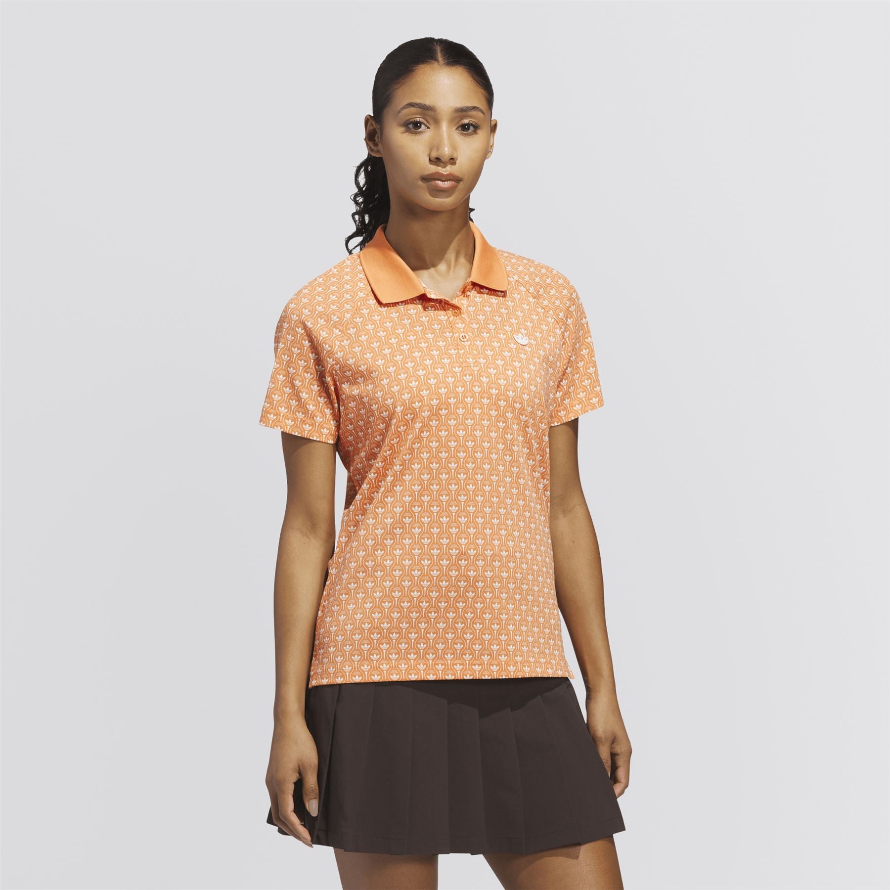Womens Originals All Over Trefoil Polo Dusky Orange/Chalk White