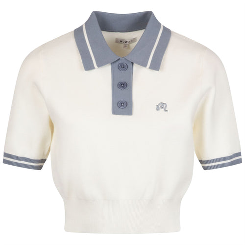 Womens Mikayla II Cropped Knit Polo Ivory/Stone