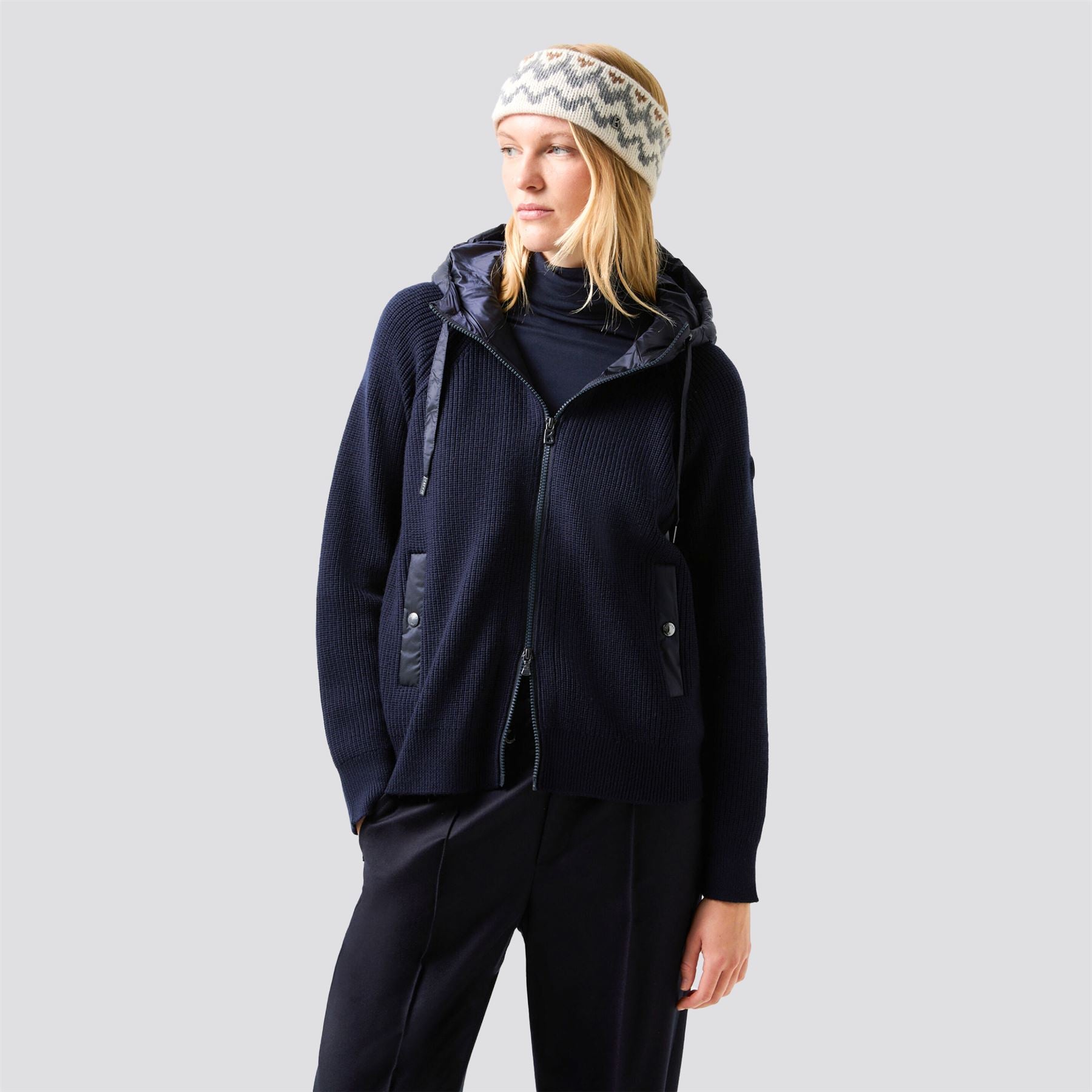 Womens Pamy Hybrid Knit Jacket Navy