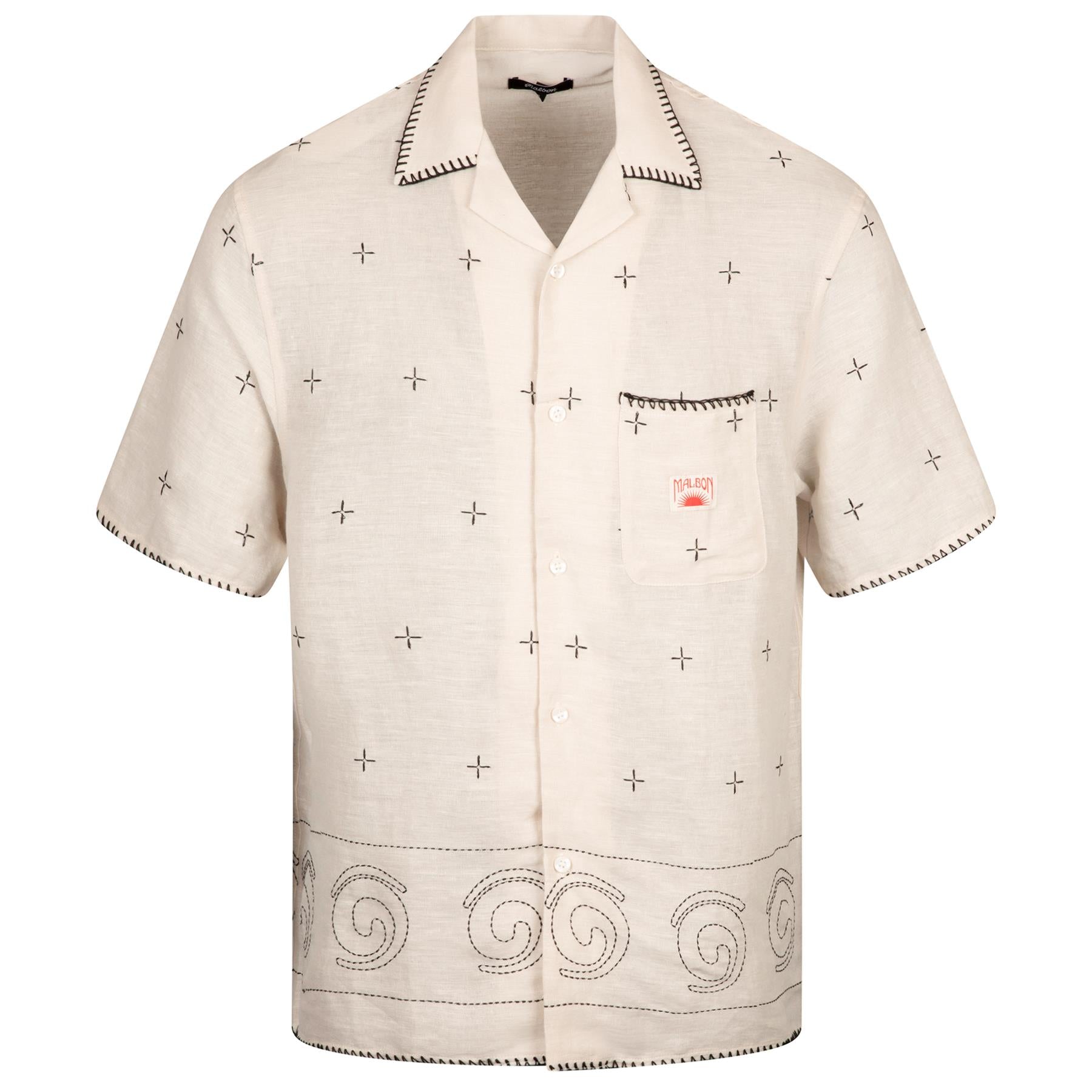 Ronin Linen Button Down Polo Ivory