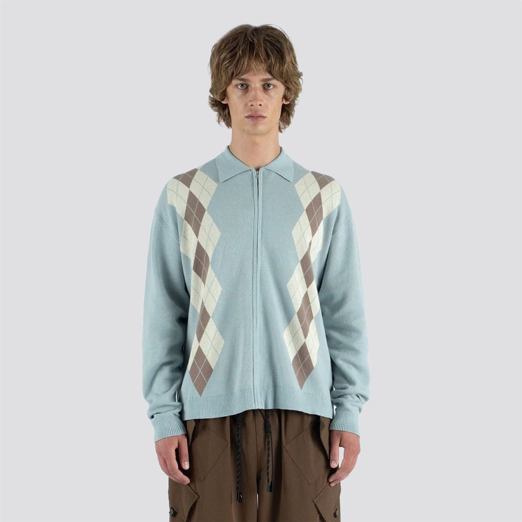 Wright Knitted LS Polo Slate