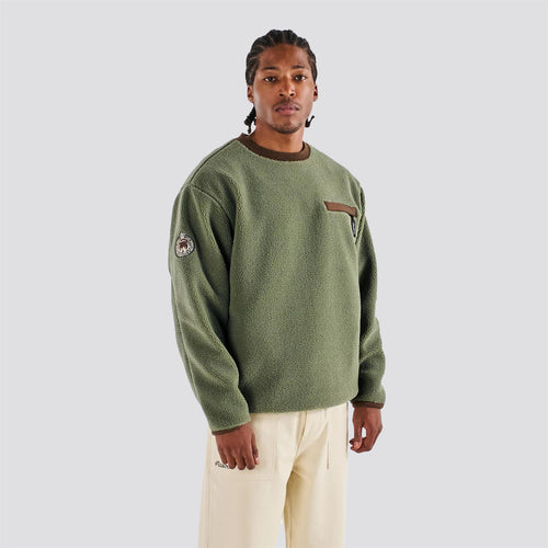 Hudson Sherpa Crewneck Sweater Olivine