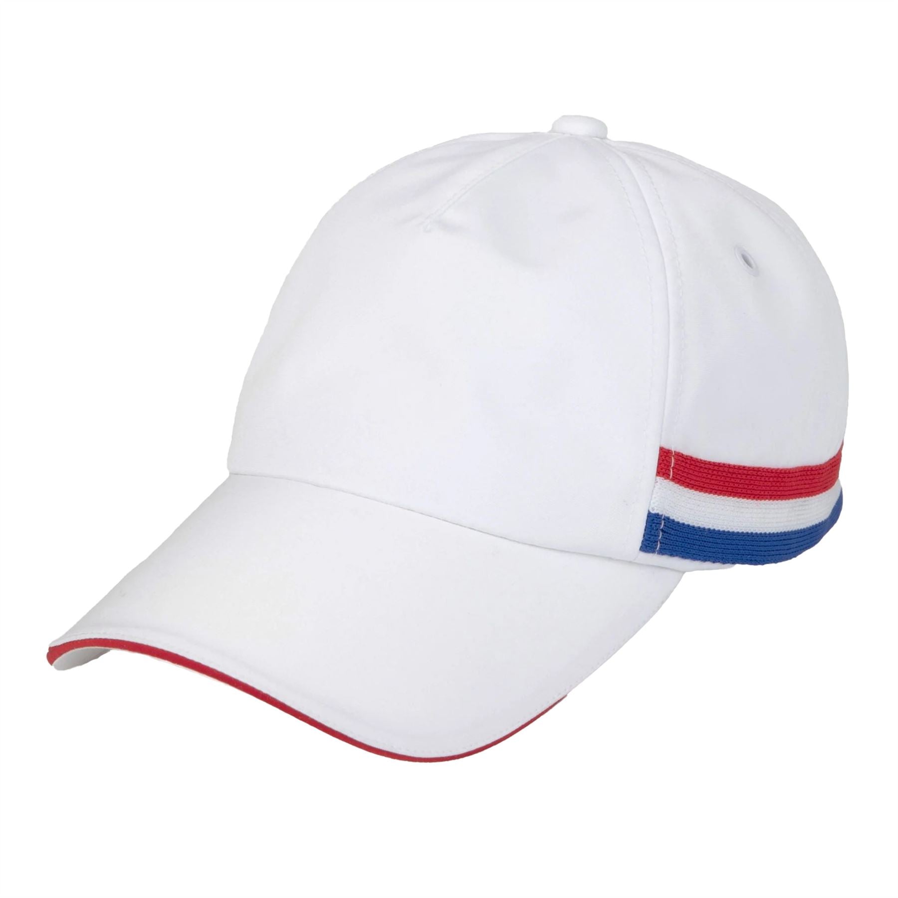 Womens Ribbon Sport Cap White/Red Blue Stripe