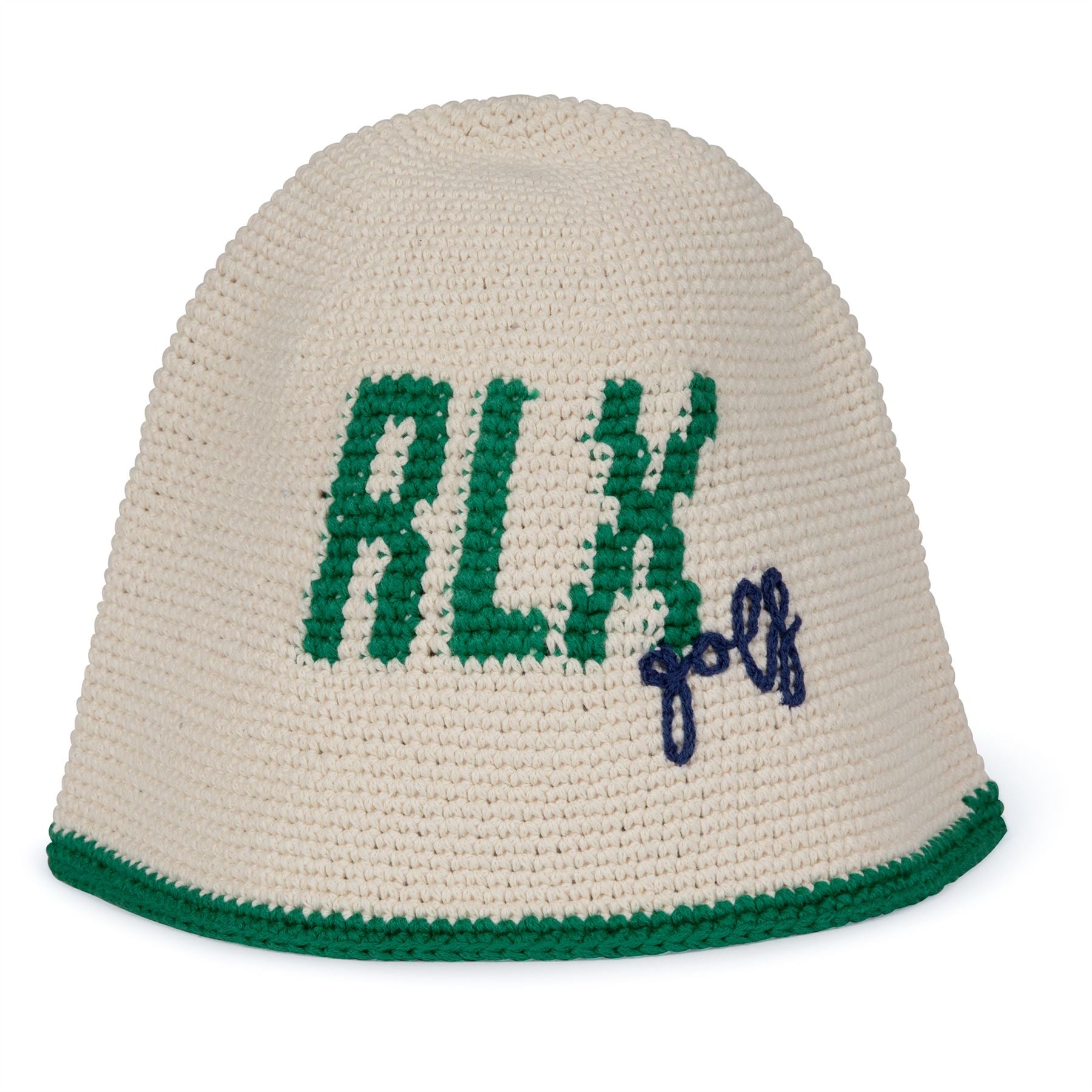Womens RLX Crochet Bucket Hat Ecru/Green