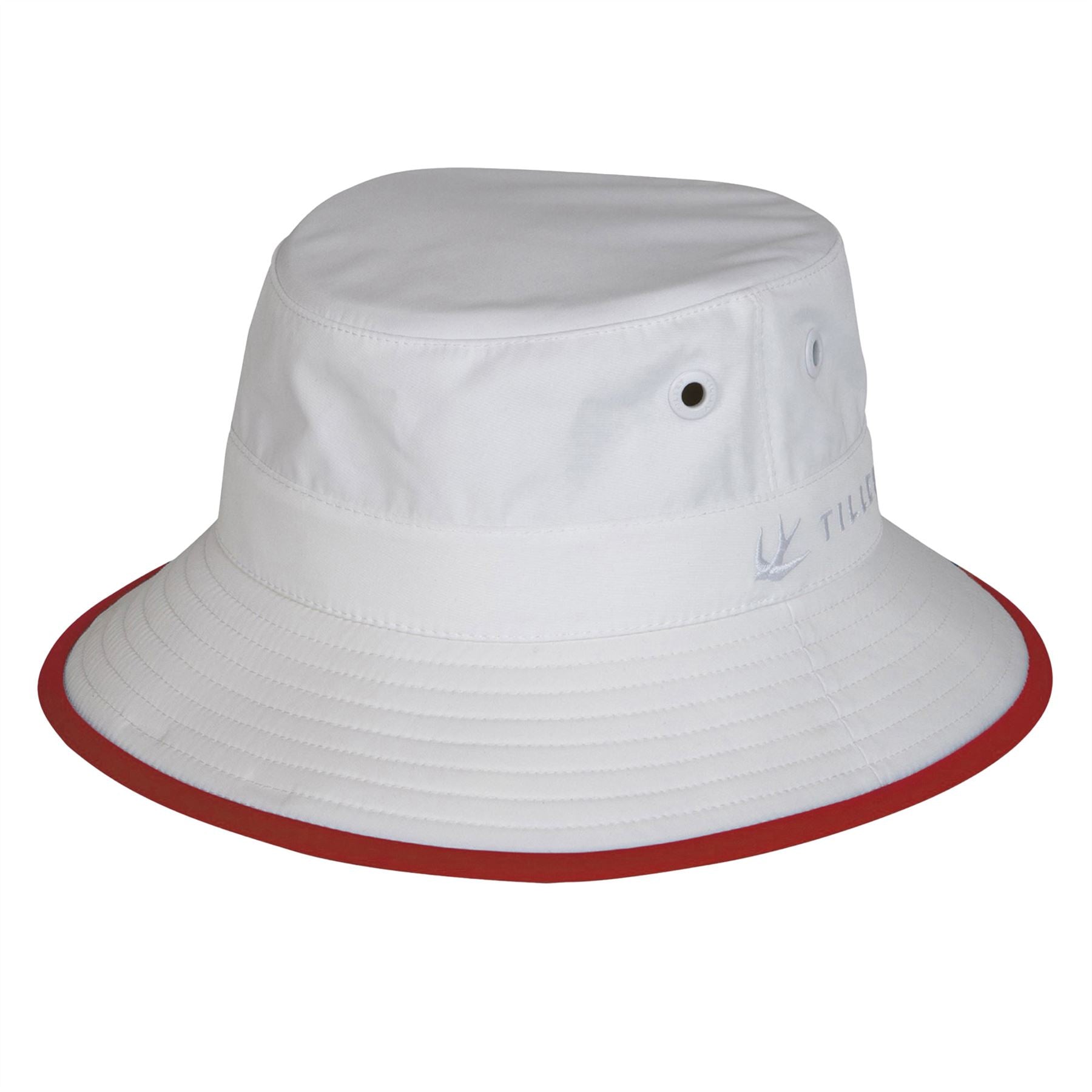 Womens Tilley Wide Brim Bucket Hat White/Sport Red
