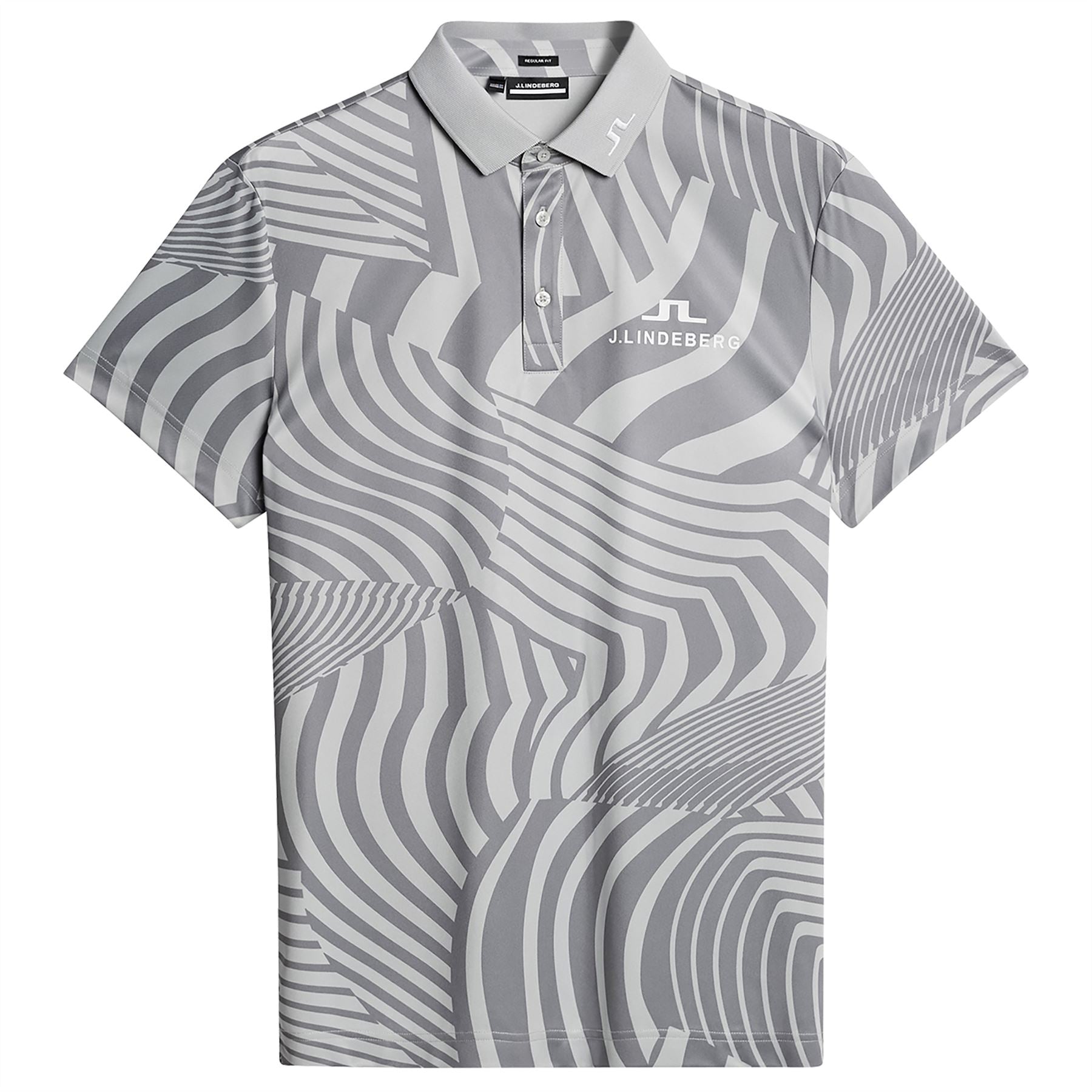 KV Regular Fit TX Jersey Dazzle Wave Print Tour Polo Light Grey