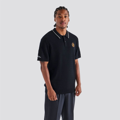 Crest Knit Polo Black