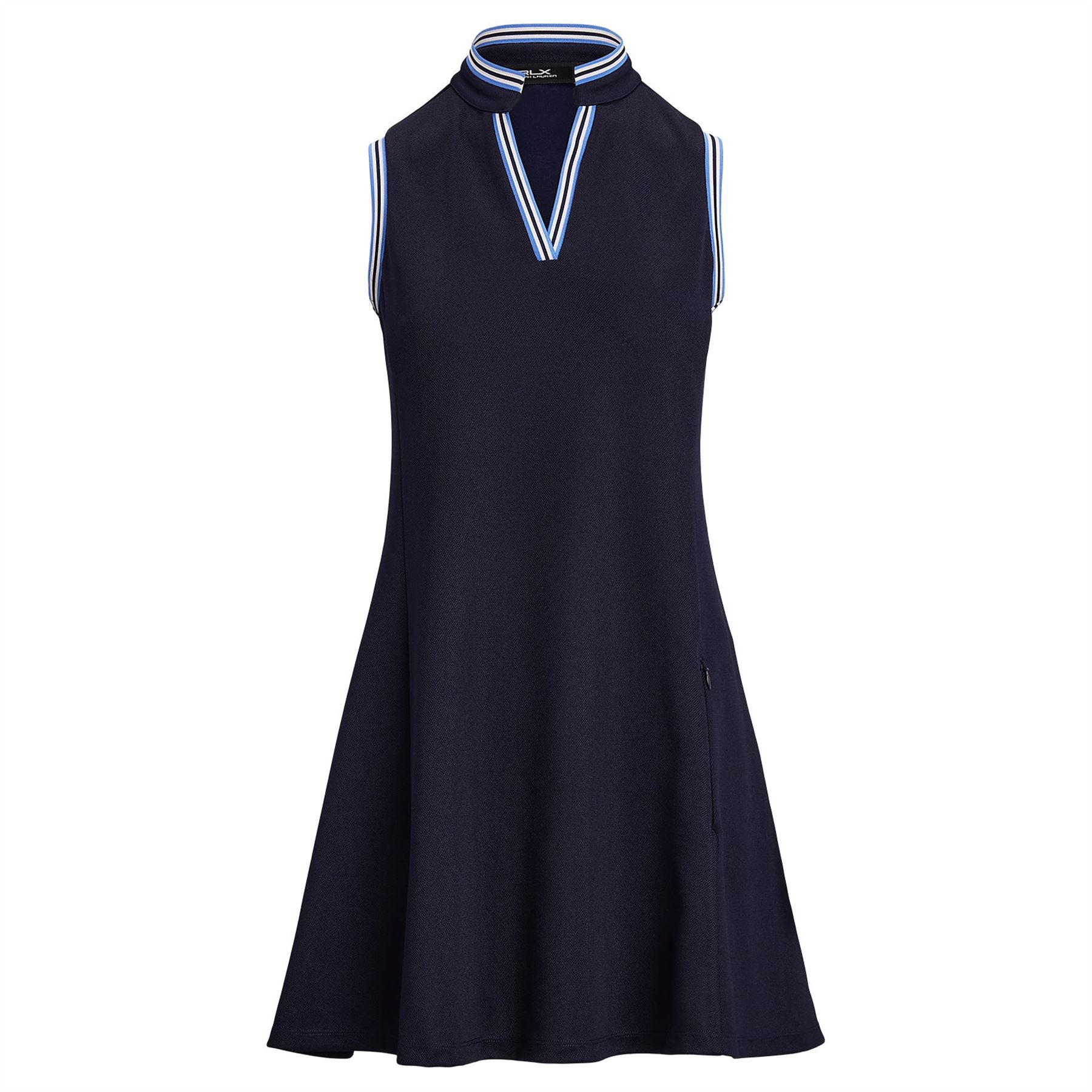 Womens RLX SL Stretch Pique A-Line Dress Refined Navy/Summer Blue/Ceramic White