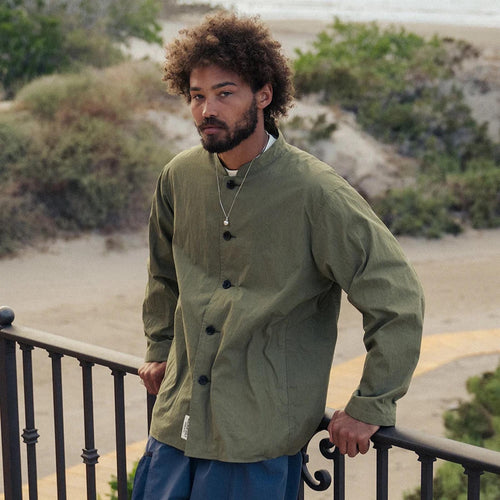 Nylon Band Collar Jacket Military Green