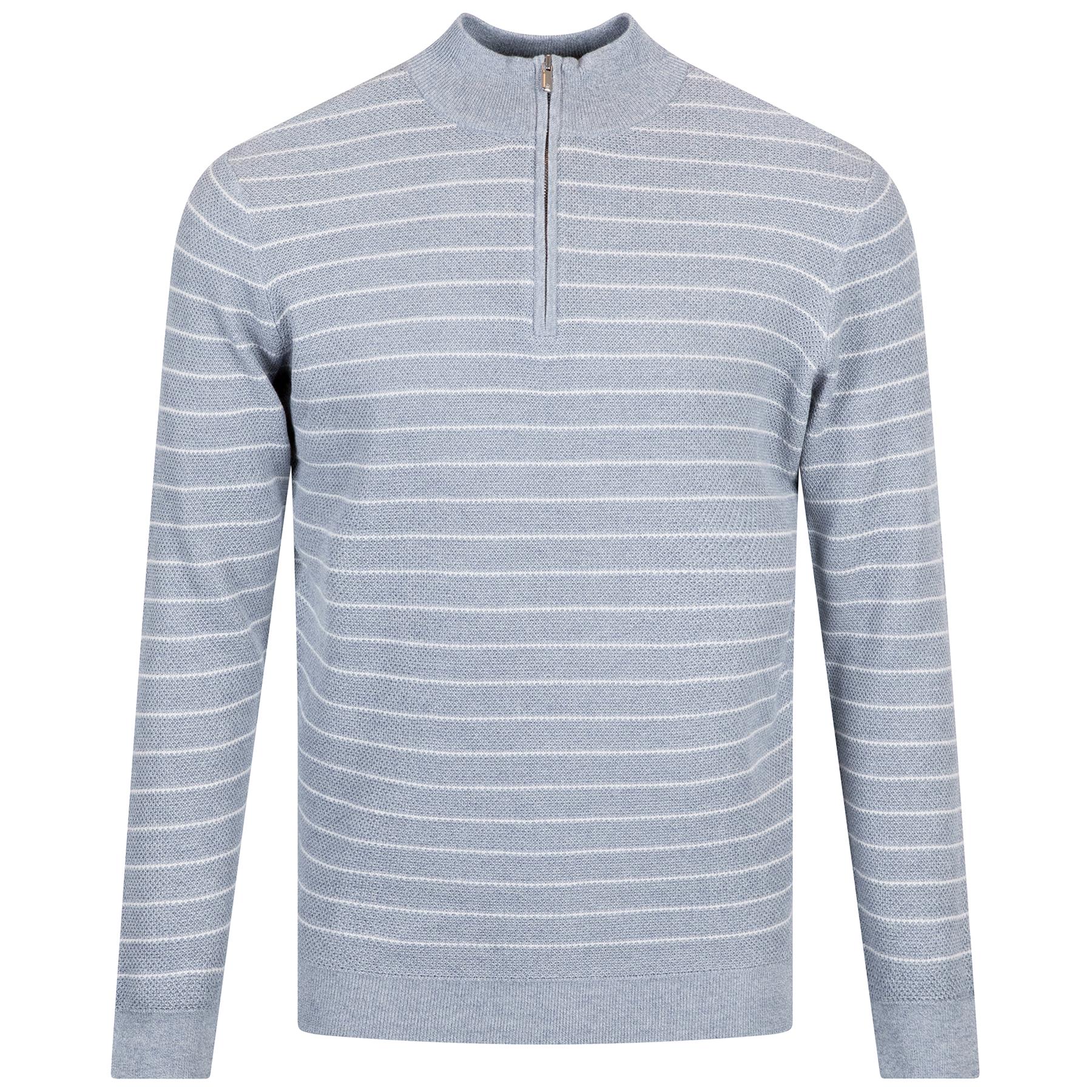 South Bend Striped Quarter Zip Sweater Morning Blue