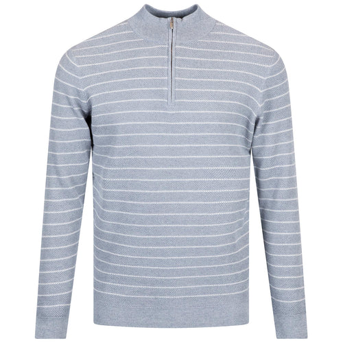 South Bend Striped Quarter Zip Sweater Morning Blue