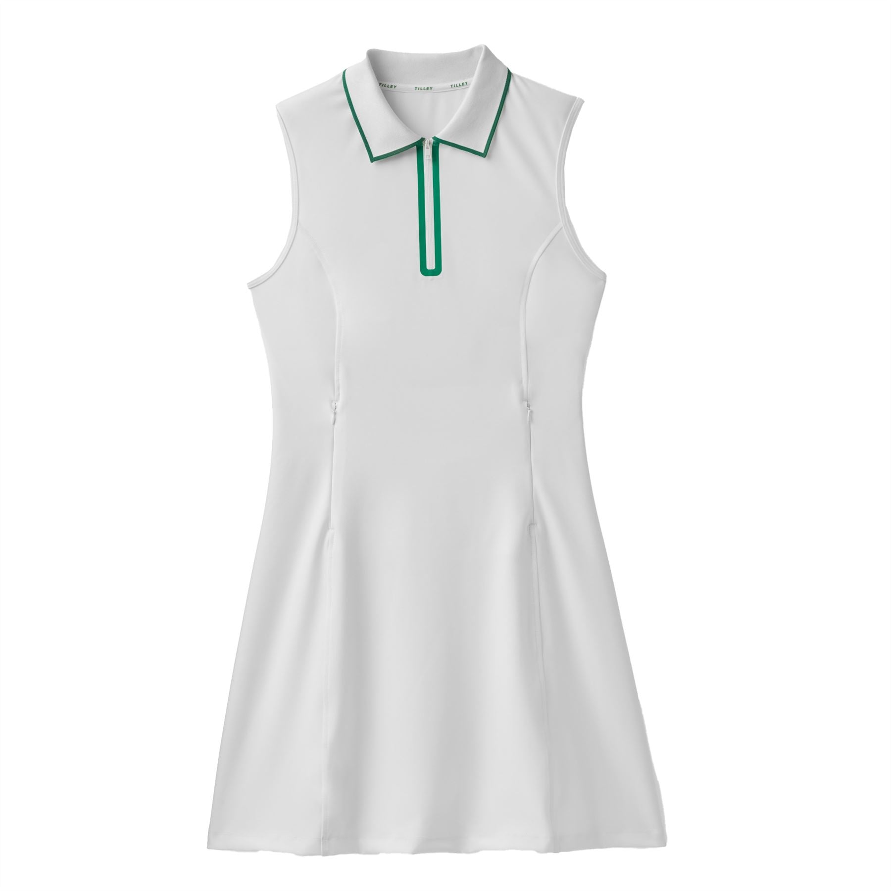 Womens Quarter Zip Polo Dress White/Sport Green