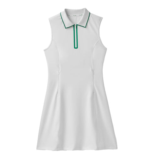 Womens Quarter Zip Polo Dress White/Sport Green