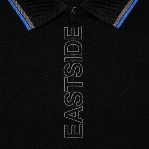 Zip Placket Fine Pique Polo Black