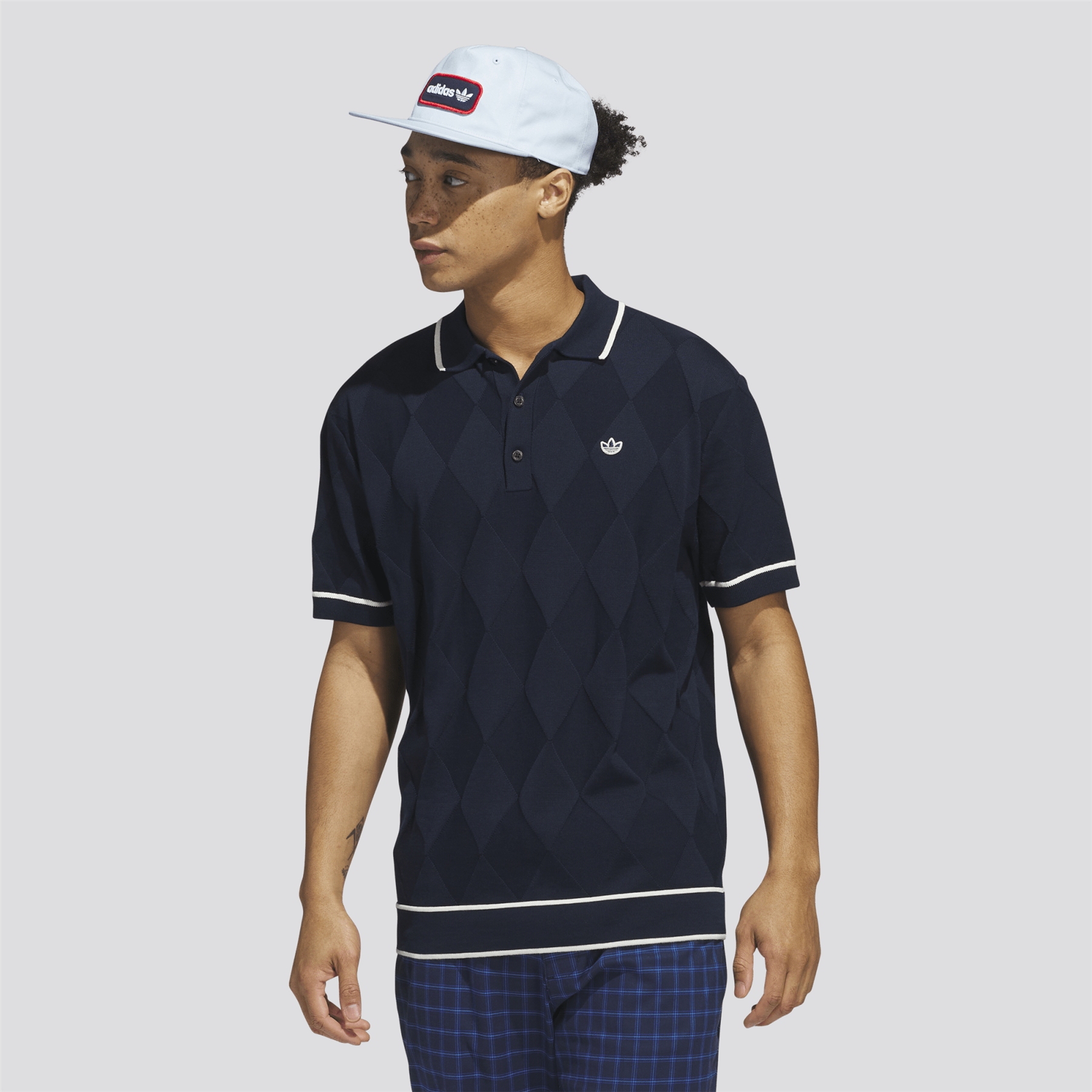 Argyle Knit Polo Night Indigo