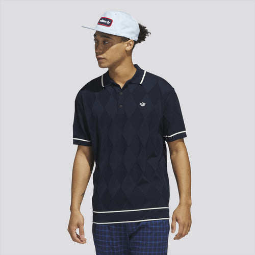 Argyle Knit Polo Night Indigo
