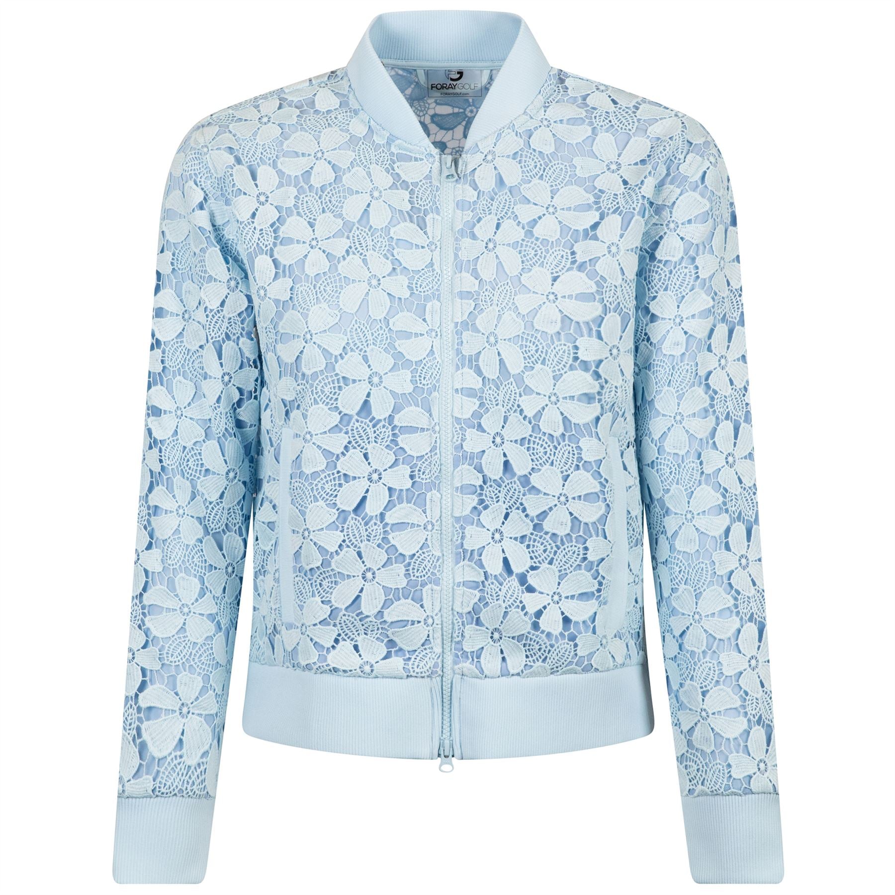 Womens Lace Bomber Jacket Light Blue