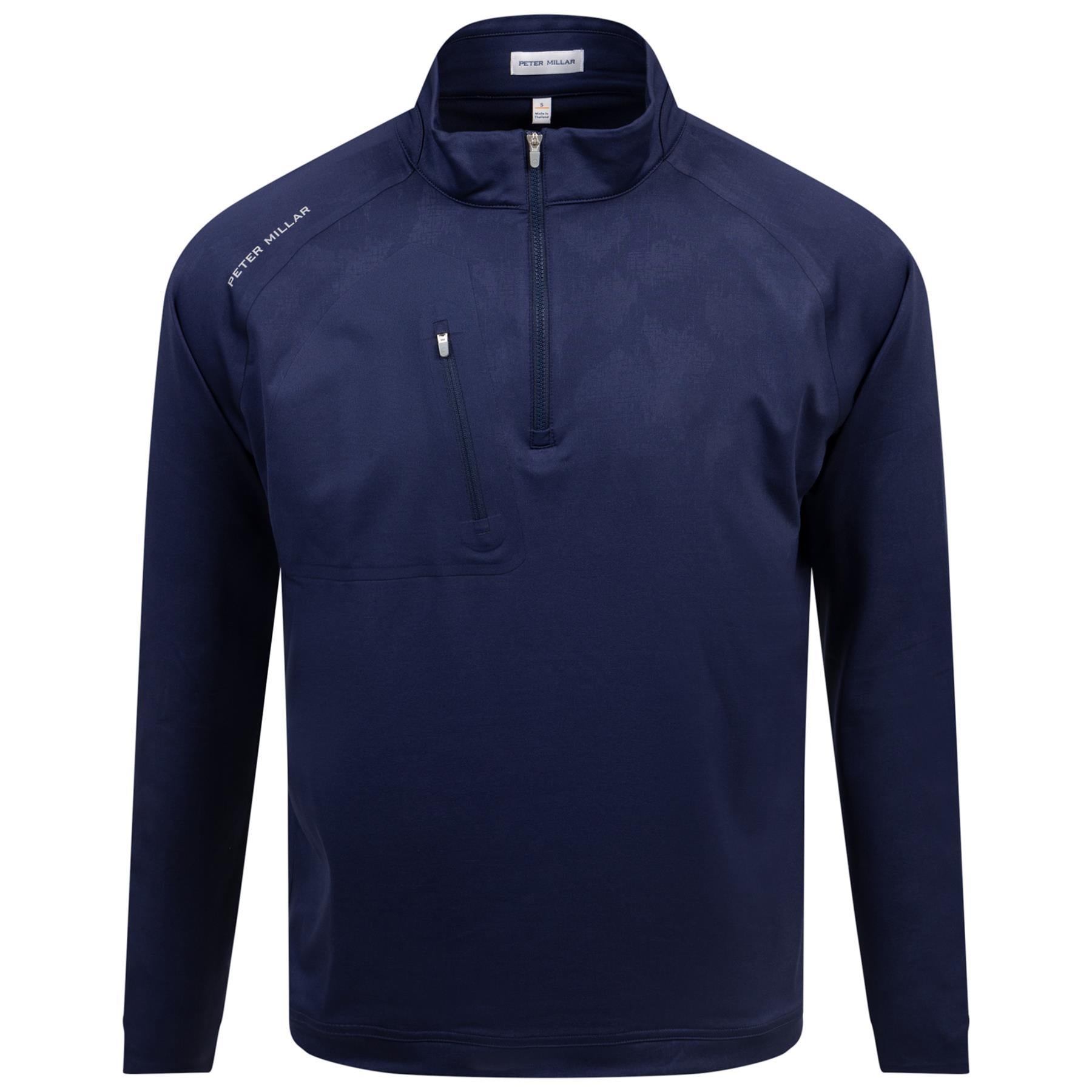Verge Windowpane Camo Performance Quarter Zip Navy