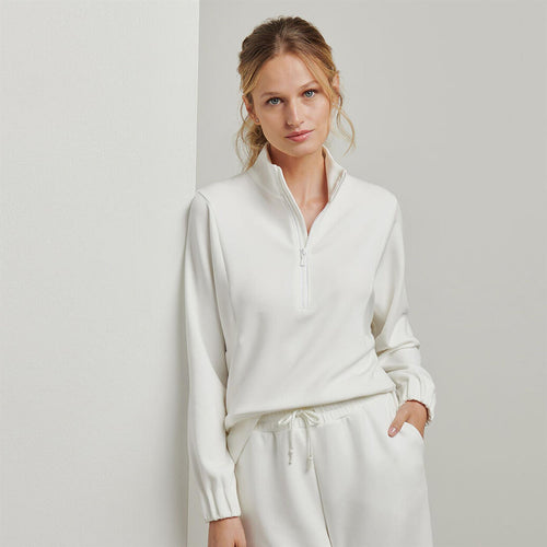 Womens Flora Knit Half Zip Mid Layer Soft White