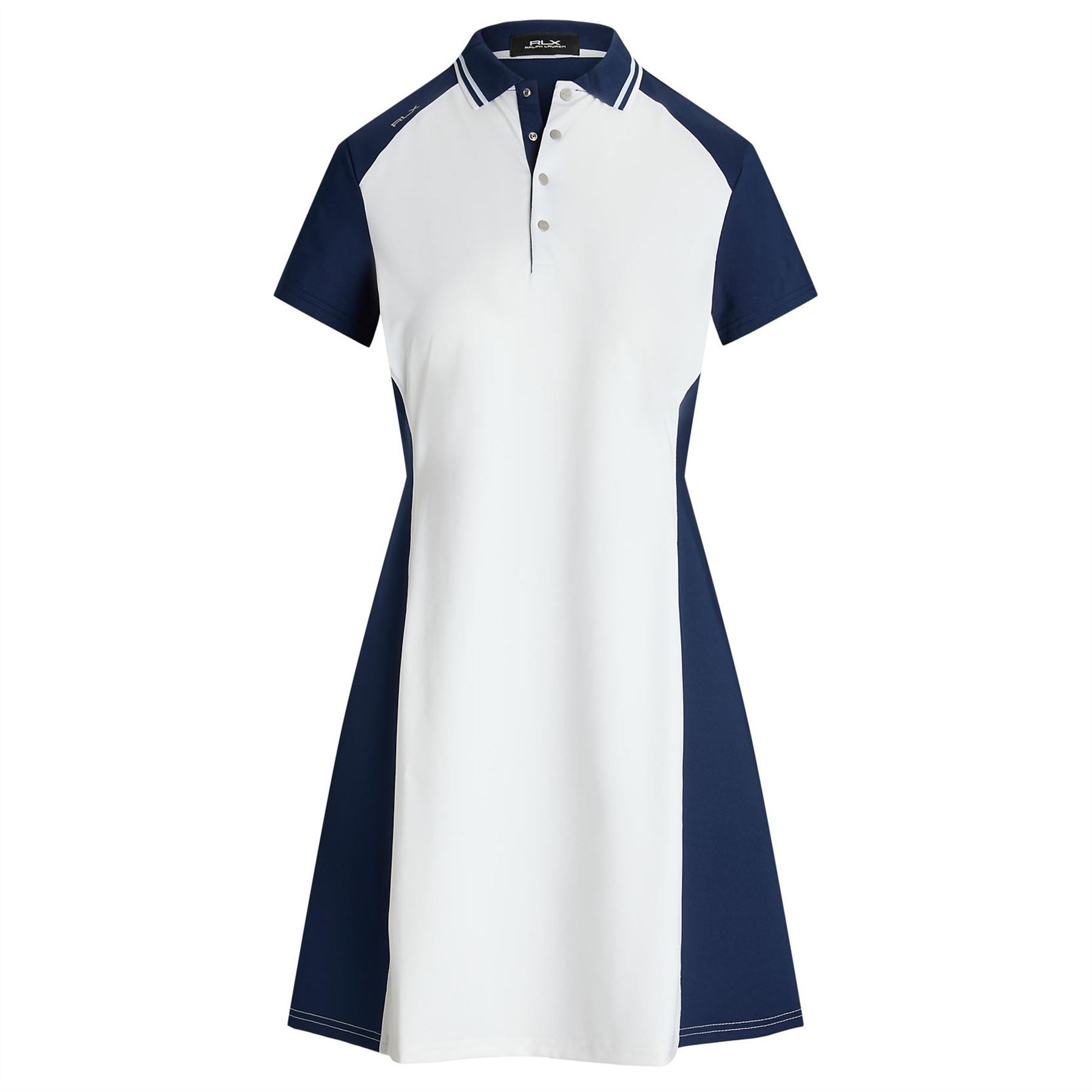 Womens Contrast Stretch Jersey Polo Dress Refined Navy Multi