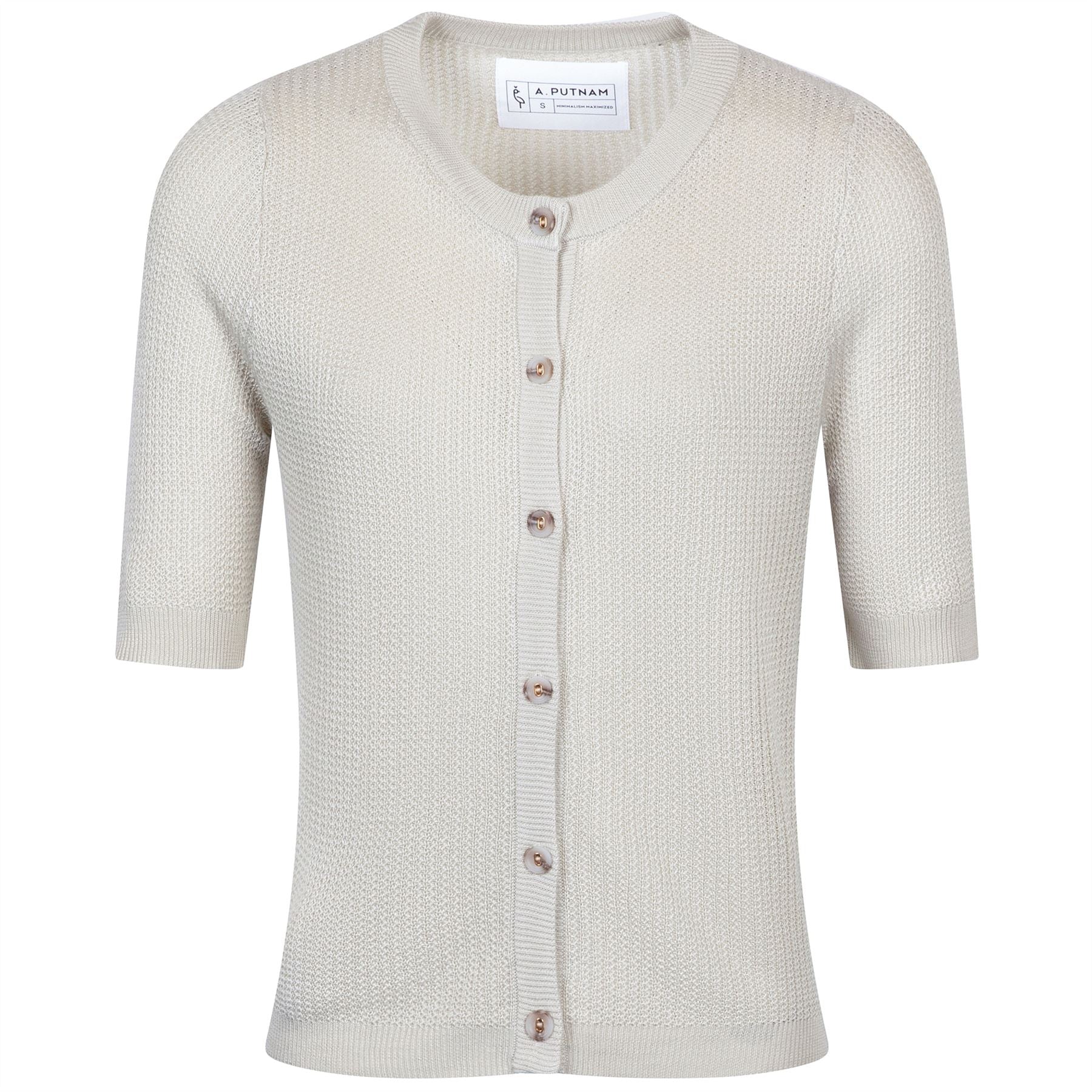 Womens Crochet SS Cardigan Silver Birch