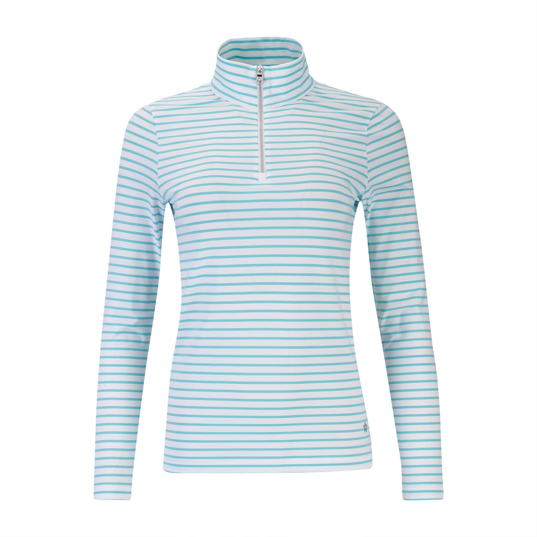 Womens The Gemma Striped LS Polo Ocean