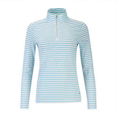 Womens The Gemma Striped LS Polo Ocean