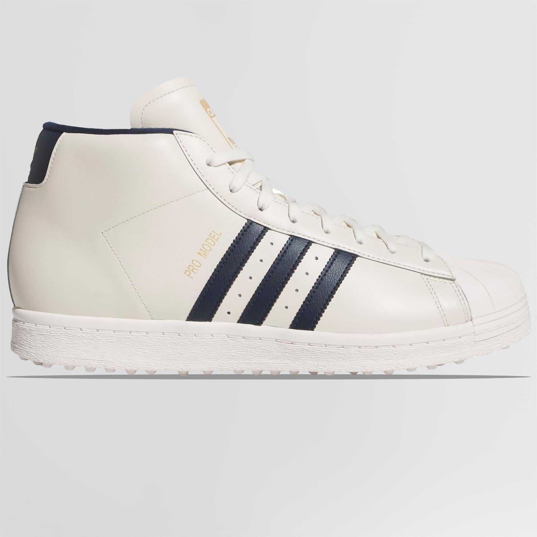 Pro Model Midcut Spikeless Golf Shoes Chalk White/Night Indigo/Gold Metal