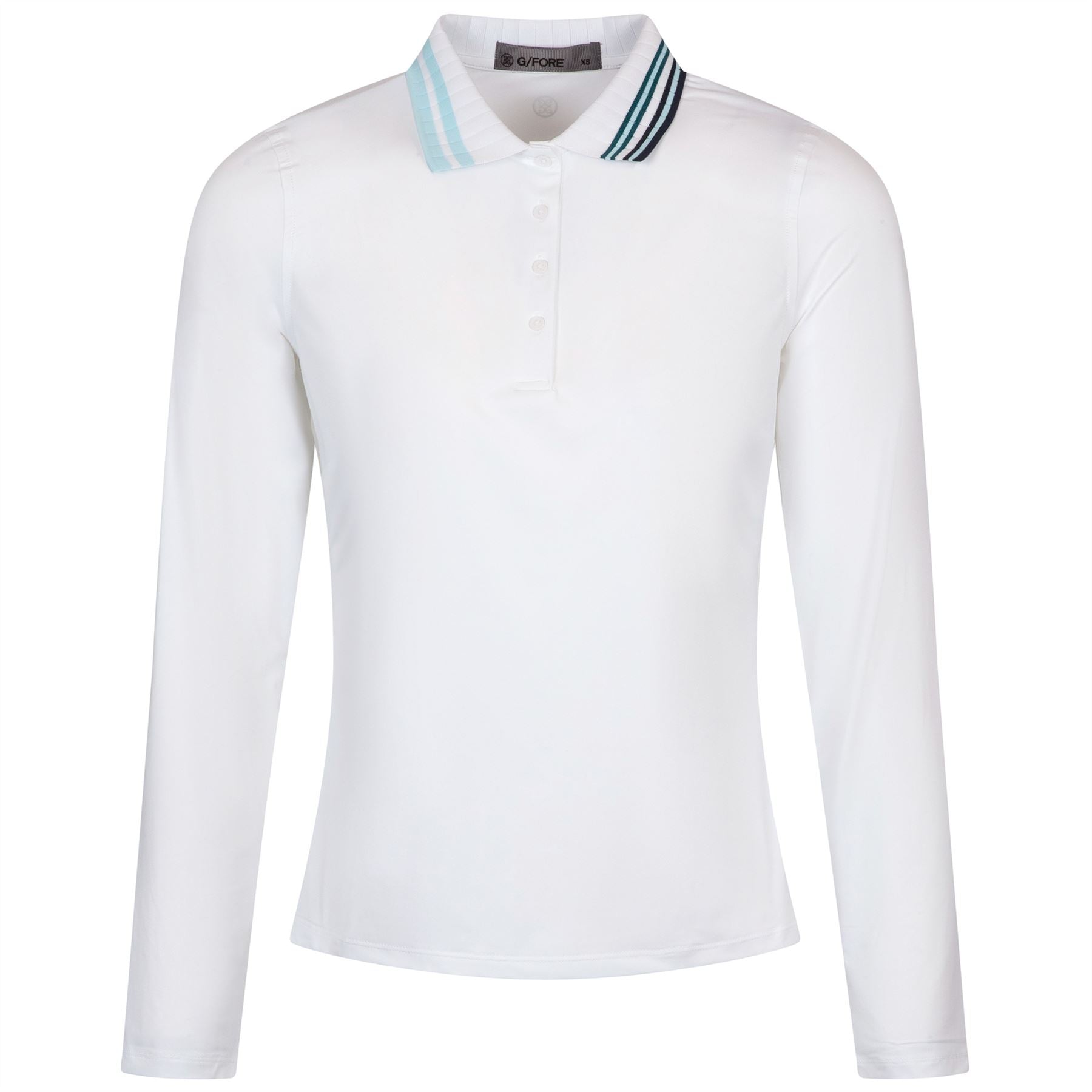 Womens Contrast Rib Collar Silky Tech Nylon LS Polo Snow