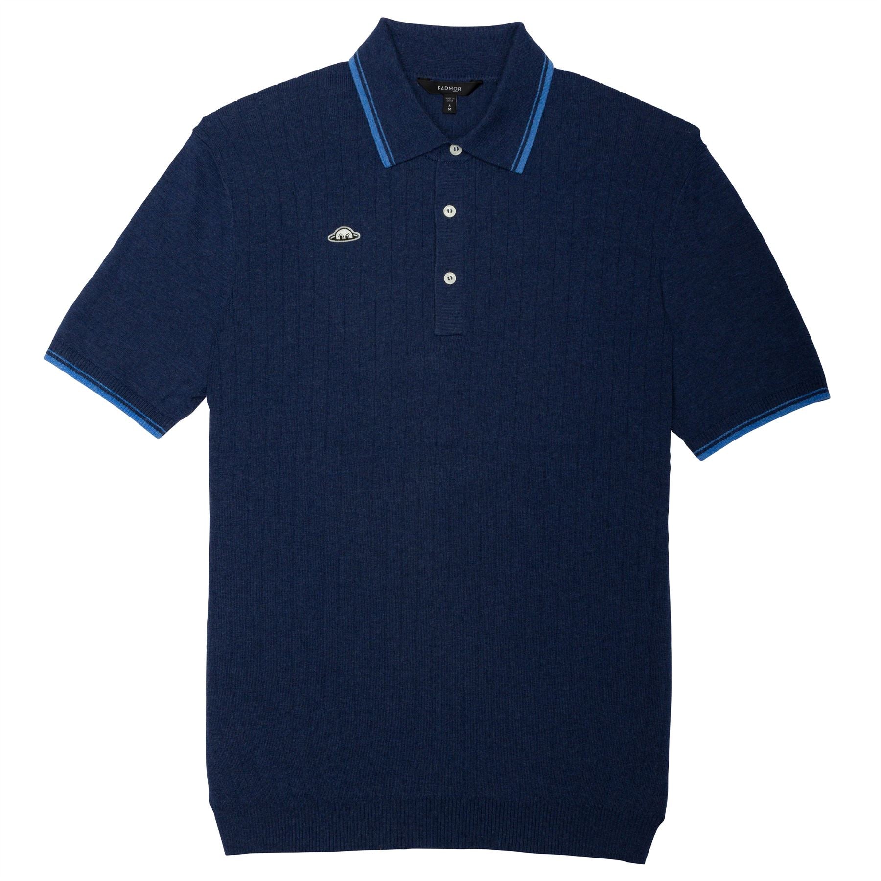 Union Recycled Rib Stripe Polo Navy