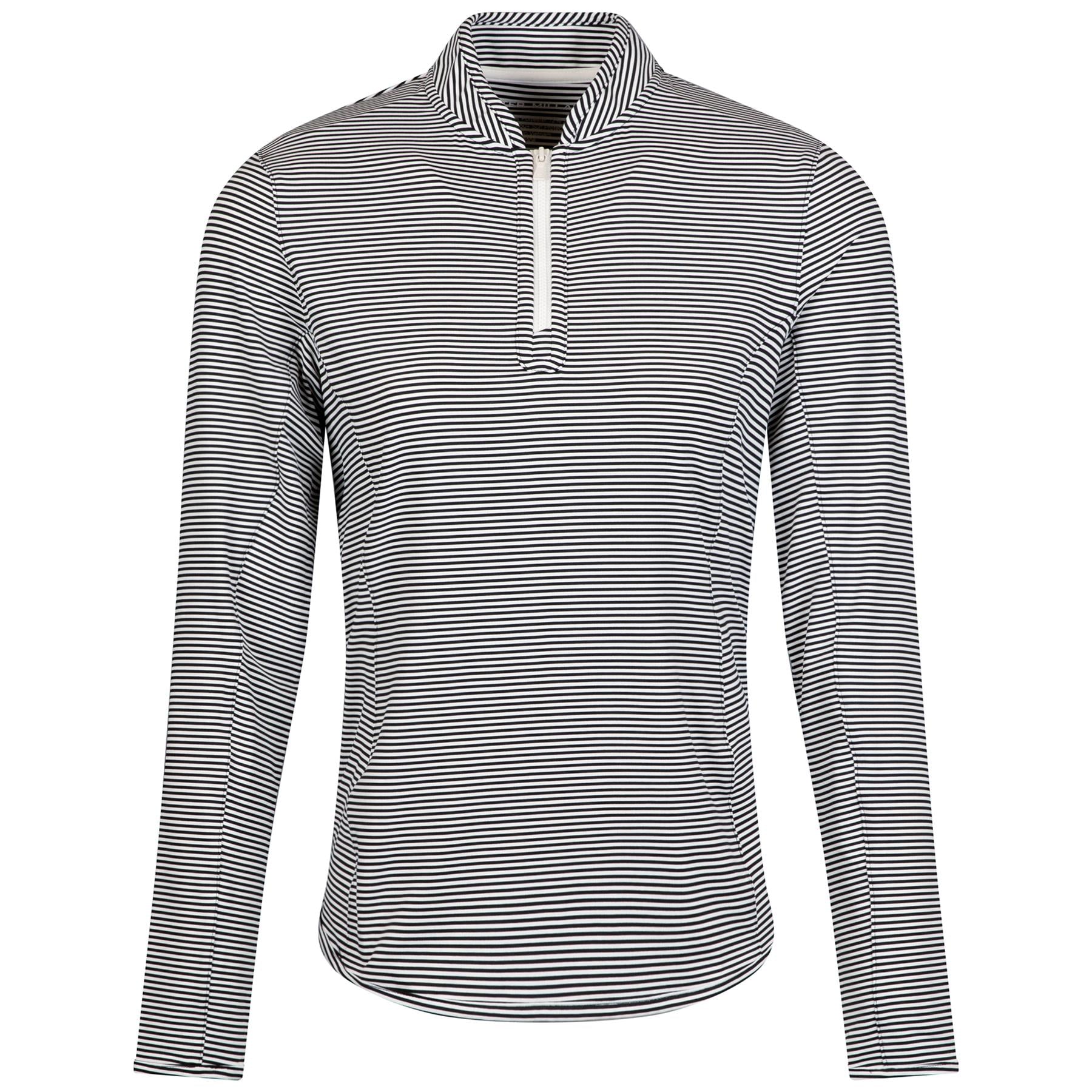 Womens Vista Stripe Lightweight Zip Sun Shirt Black/Ivory