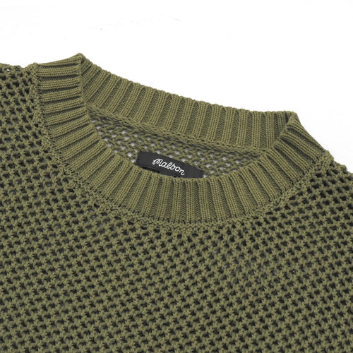 Pigment Dyed Fishnet Sweater Military Green