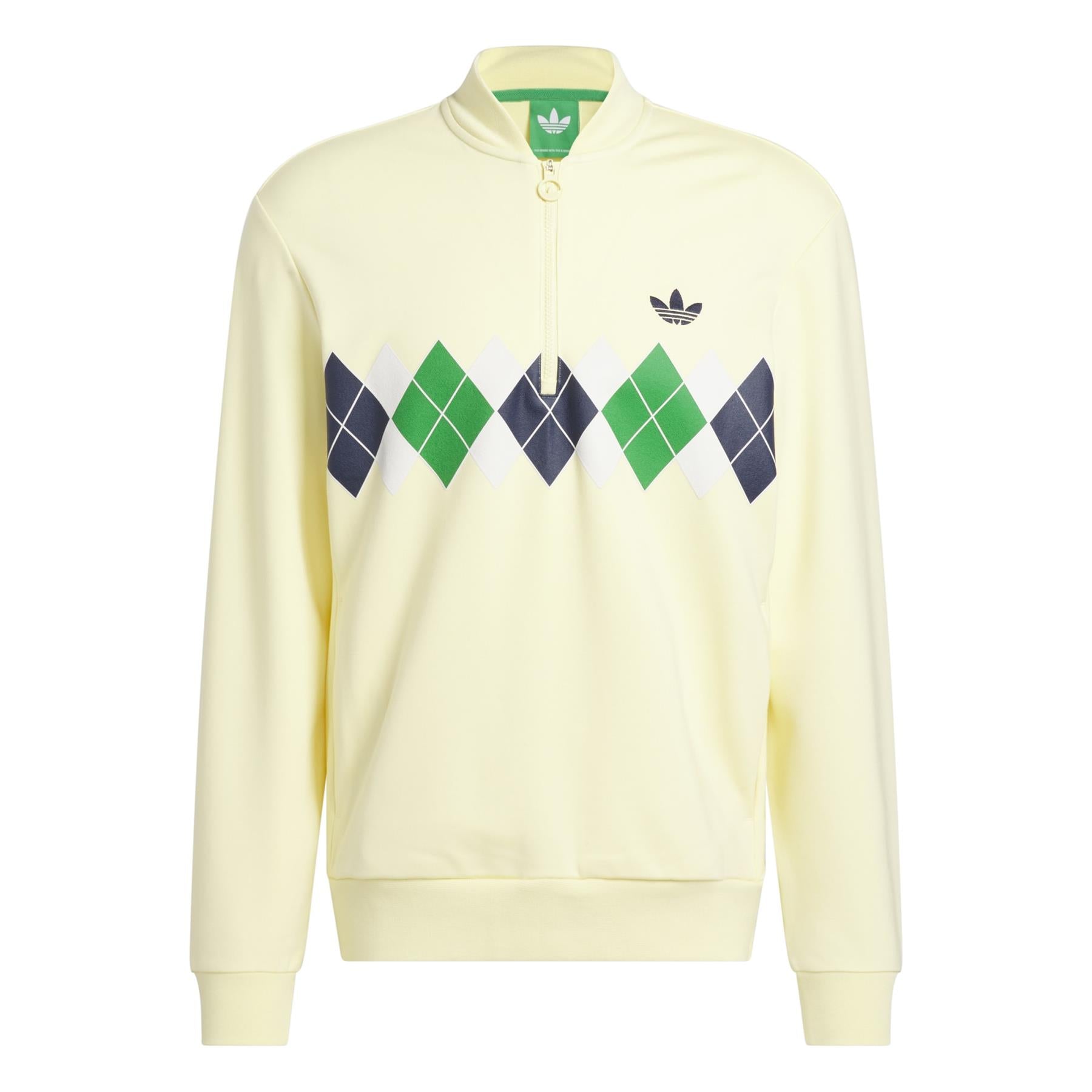 Argyle Printed Quarter Zip Yellow