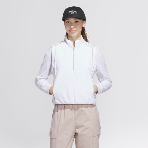 Womens Beyond The Course Twistweave Loose Fit Quarter Zip Vest White