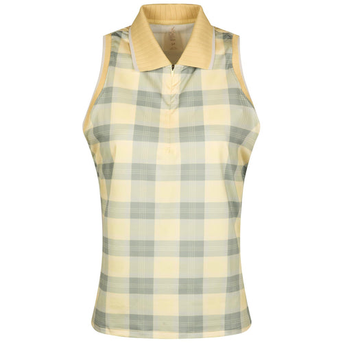 Womens Course to Court Sleeveless Polo Yellow Dawn Plaid