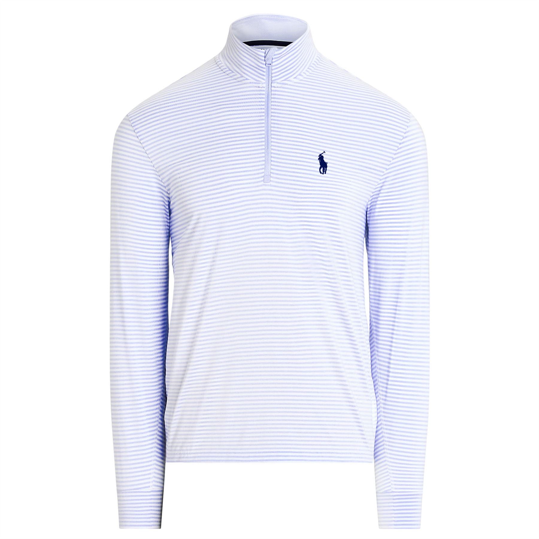 Striped Jersey Quarter Zip Pullover Oxford Blue/Ceramic White