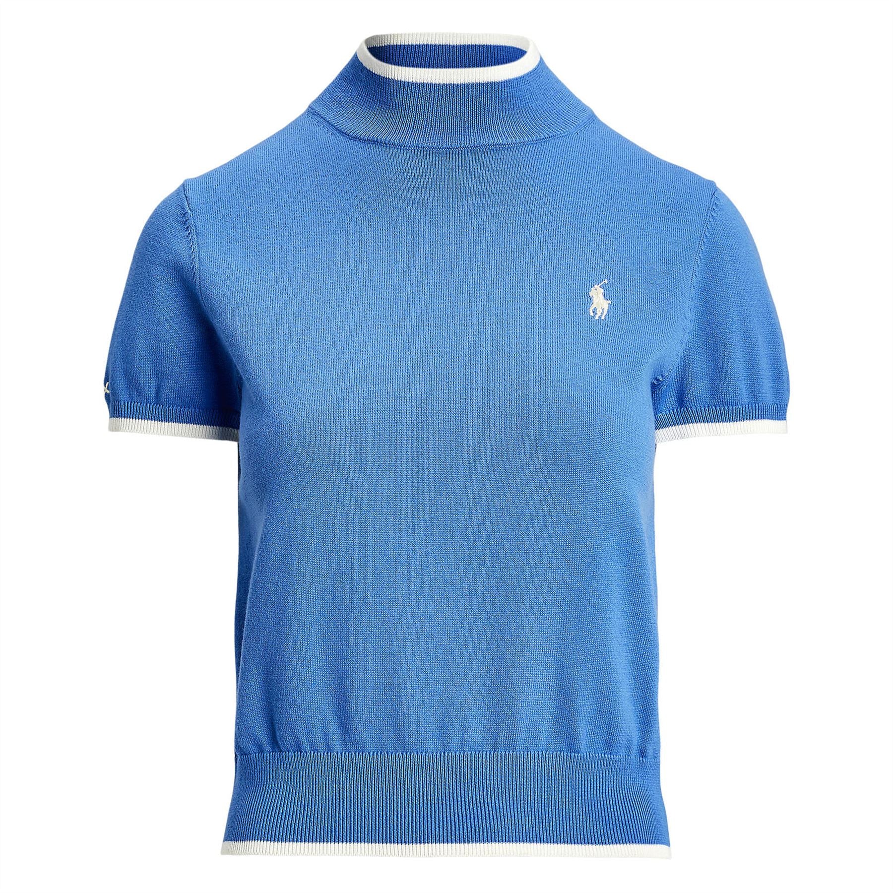 Womens RLX SS Mock Neck Sweater Summer Blue/Ceramic White