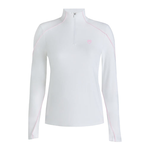 Womens Silky Tech Nylon Quarter Zip Snow/Blush