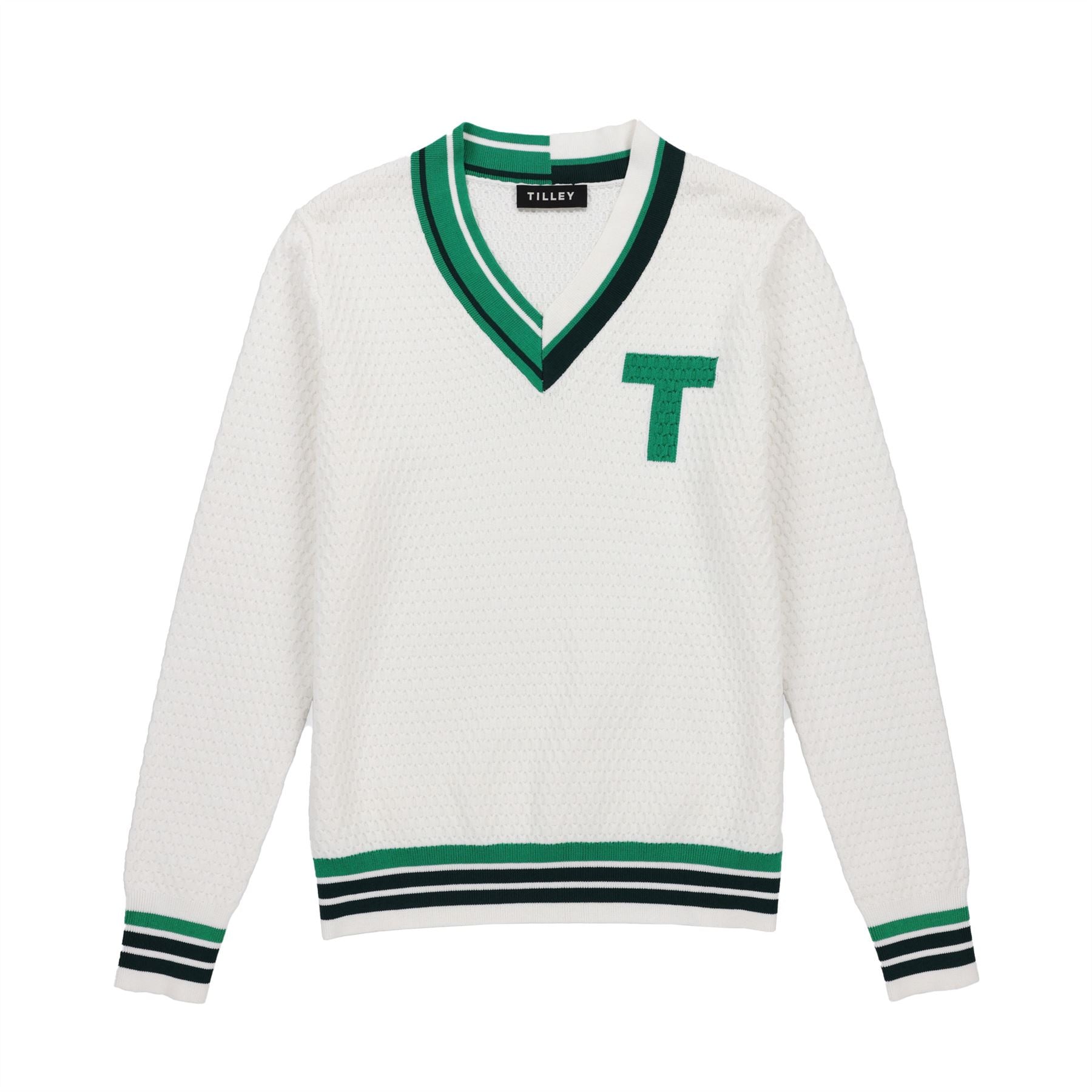 Womens Sport V-Neck Sweater White/Sport Green