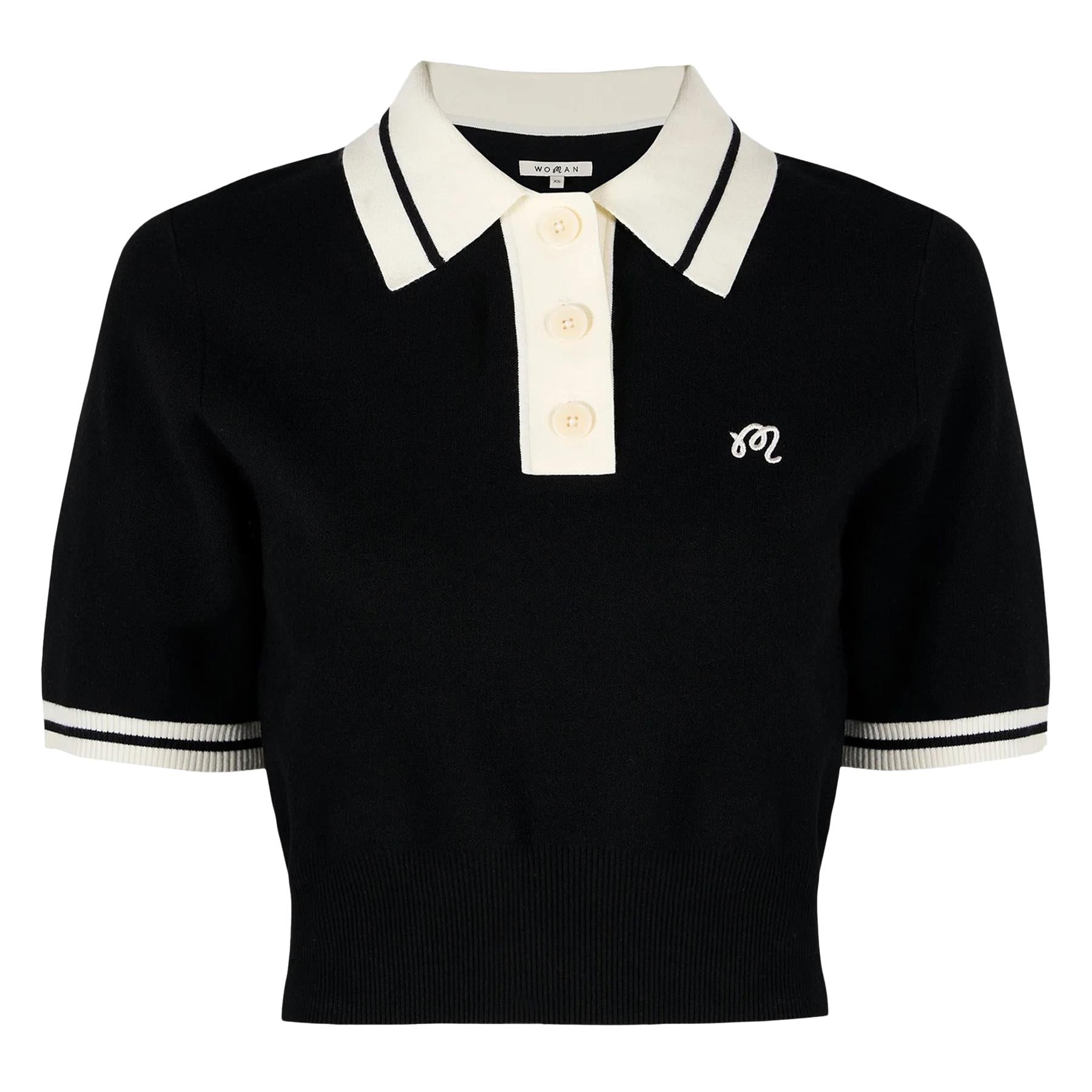 Womens Mikayla II Cropped Knit Polo Black/Ivory