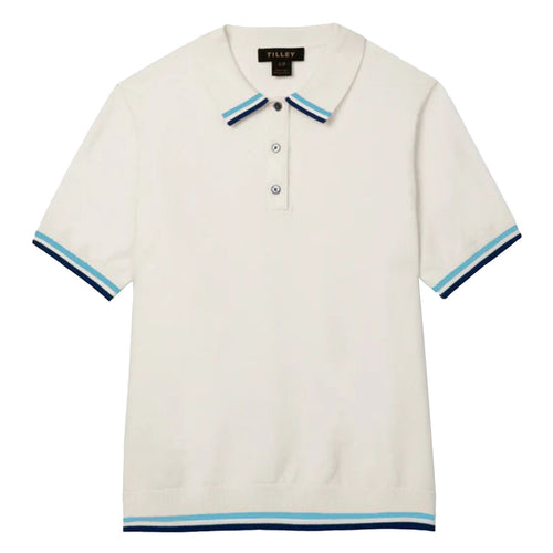 Womens Albatross Polo White/Blue Stripe