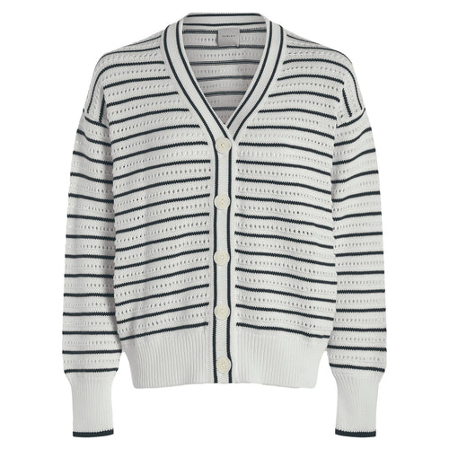 Womens Antonia Relaxed Cardigan White/Blue Nights