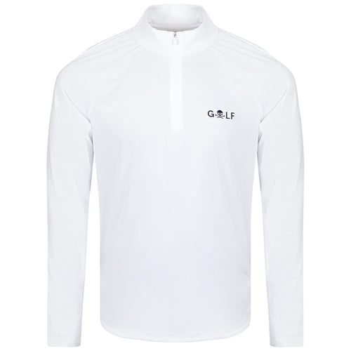 S&T Golf Logo Italian Tech Melange Raglan Quarter Zip Pullover Snow