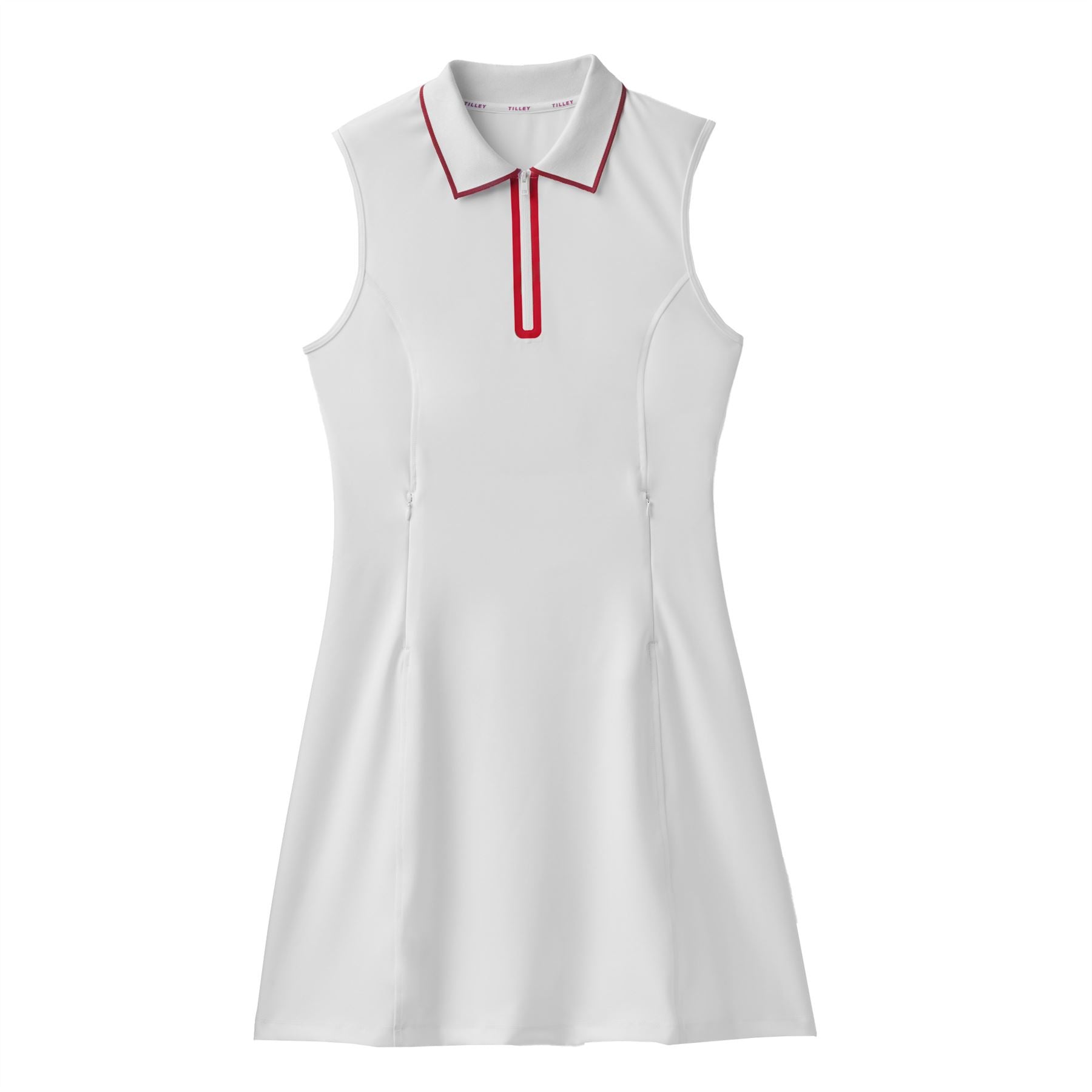 Womens Quarter Zip Polo Dress White/Sport Red